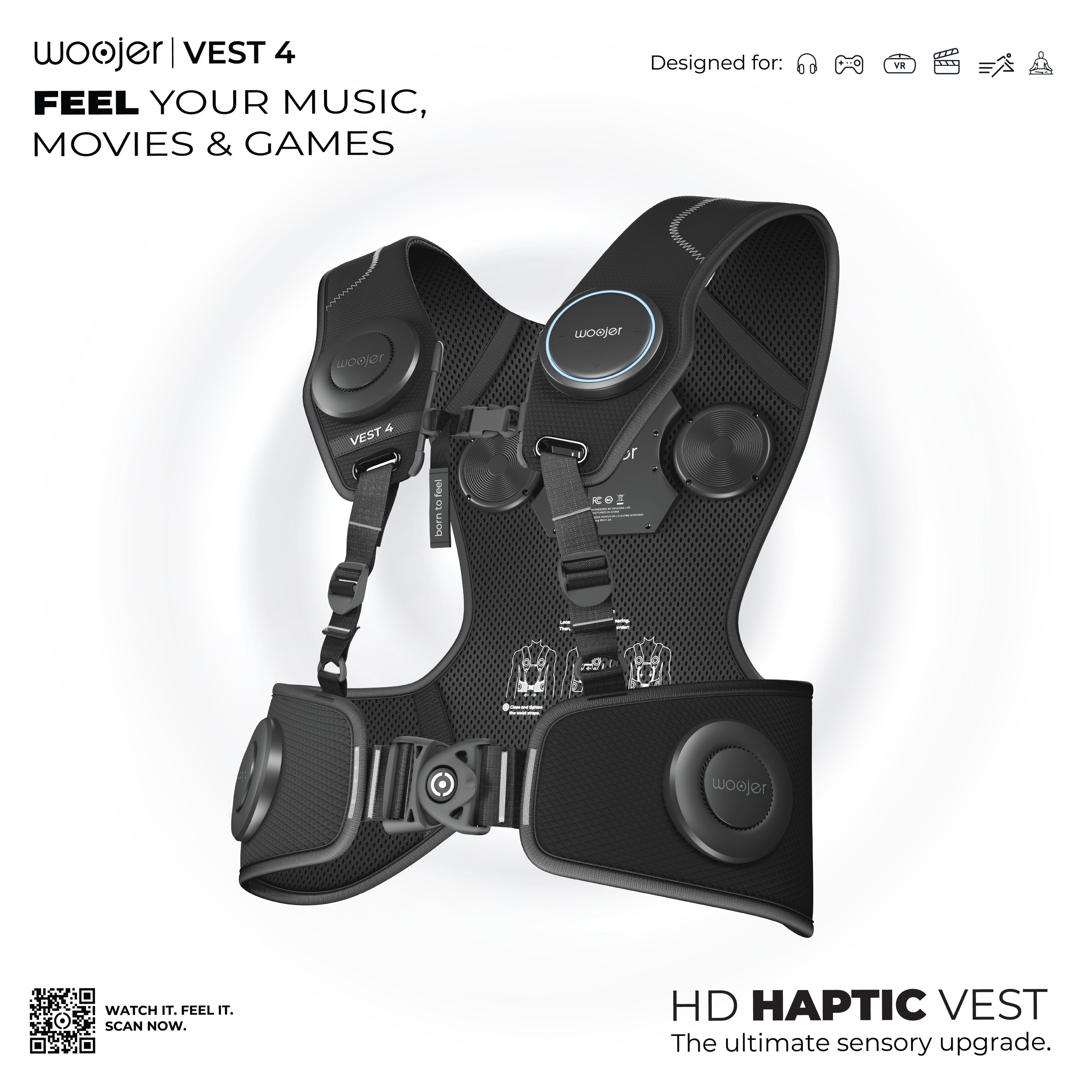 Woojer Vest 4 — Haptic Gaming Vest with 360° Body Coverage